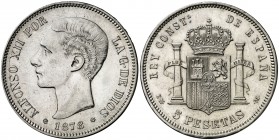 1878*1878. Alfonso XII. EMM. 5 pesetas. (AC. 41). Limpiada. 25 g. (EBC-).