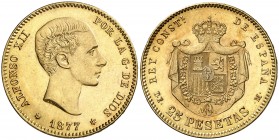 1877*1877. Alfonso XII. DEM. 25 pesetas. (AC. 68). 8,08 g. EBC.