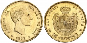 1878*1878. Alfonso XII. DEM. 25 pesetas. (AC. 70). 8,06 g. EBC-.