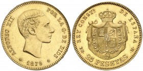 1879*1879. Alfonso XII. EMM. 25 pesetas. (AC. 74). 8,07 g. EBC-.