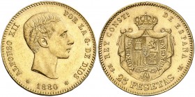 1880*1880. Alfonso XII. MSM. 25 pesetas. (AC. 79). 8,09 g. EBC-.