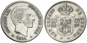 1883. Alfonso XII. Manila. 10 centavos. (AC. 99). 2,55 g. MBC-.