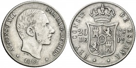 1882. Alfonso XII. Manila. 20 centavos. (AC. 107). 5 g. BC+/MBC-.