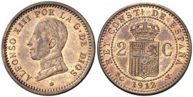 1912*12. Alfonso XIII. PCV. 2 céntimos. (AC. 15). 2,07 g. S/C-.