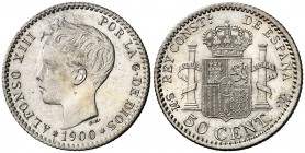 1900*00. Alfonso XIII. SMV. 50 céntimos. (AC. 45). 2,50 g. EBC.