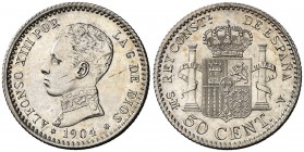 1904*04. Alfonso XIII. SMV. 50 céntimos. (AC. 46). 2,49 g. EBC+.