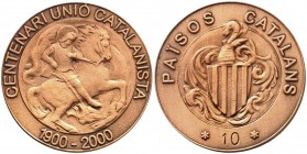 2000. Centenari Unió Catalanista 1900-2000. Nº 10. Cobre. 9,79 g. Ø28 mm. EBC.