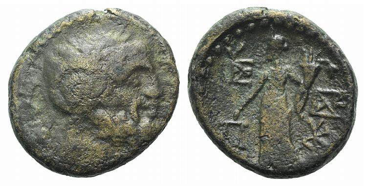 Sicily, Katane, c. 200-187 BC. Æ (22mm, 8.90g, 12h). Laureate head of Zeus Ammon...