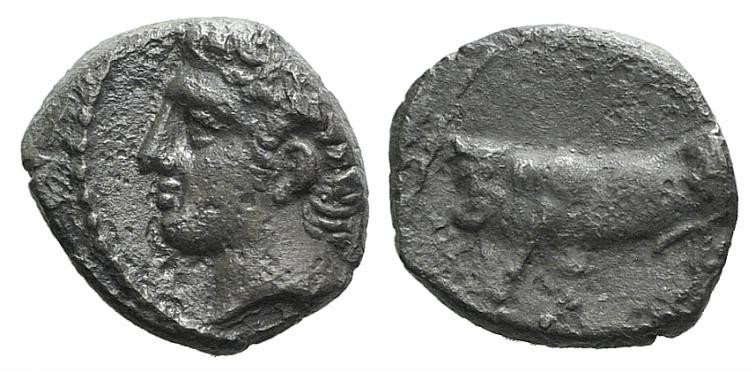 Sicily, Panormos as Ziz, c. 405-380 BC. AR Litra (8mm, 0.74g, 9h). Male head l. ...