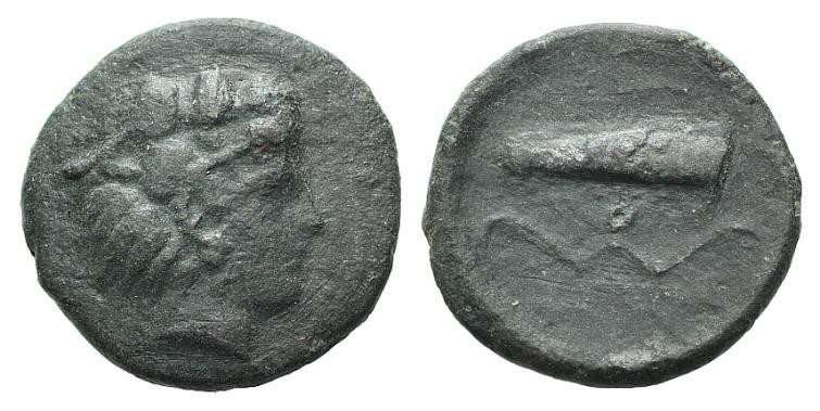 Sicily, Selinos, c. 415-409 BC. Æ Hemilitron (16mm, 3.15g, 11h). Head of Herakle...