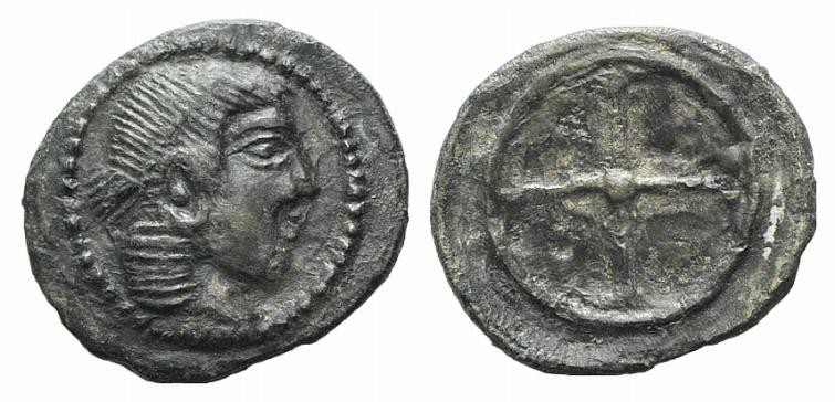 Sicily, Syracuse, c. 475-470. AR Litra (10mm, 0.51g). Diademed head of Arethusa ...