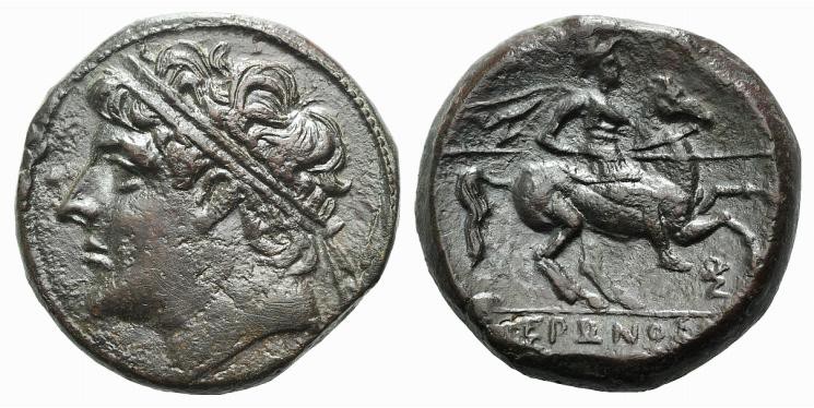 Sicily, Syracuse, c. 275-215 BC. Æ (26mm, 18.82g, 6h). Diademed head l. R/ Horse...