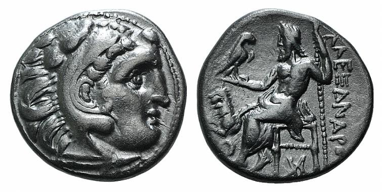 Kings of Thrace, Lysimachos (305-281 BC). AR Drachm (16mm, 3.97g, 12h). In the t...