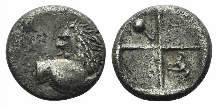 Thrace, Chersonesos, c. 386-338 BC. AR Hemidrachm (12mm, 2.22g). Forepart of lio...