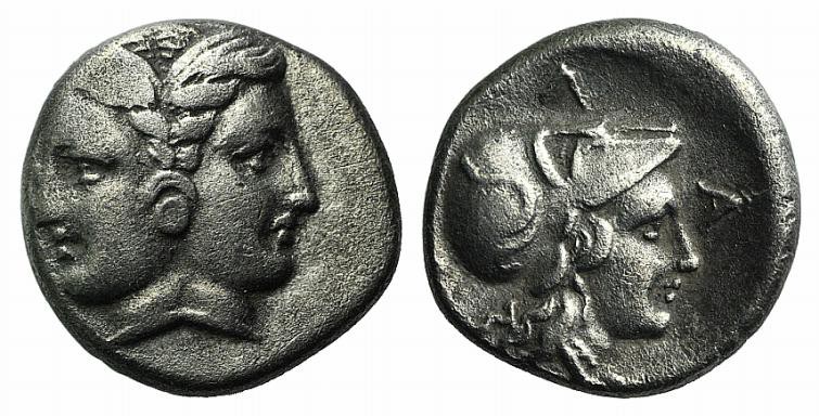 Mysia, Lampsakos, 4th-3rd centuries BC. AR Tetrobol (12mm, 2.41g, 12h). Janiform...