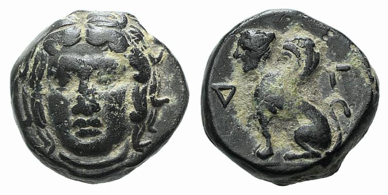 Troas, Gergis, c. 350-300 BC. Æ (9mm, 1.35g, 6h). Head of Sibyl Herophile facing...