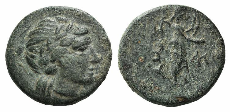 Troas, Hamaxitos, 4th century BC. Æ (14mm, 2.47g, 12h). Laureate head of Apollo ...