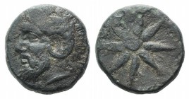 Troas, Thymbria, 4th century BC. Æ (14mm, 4.46g). Laureate head of Zeus Ammon l. R/ Star of eight rays. SNG München 336; SNG Copenhagen –; SNG von Aul...
