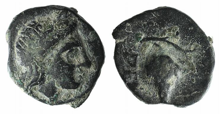 Aeolis, Temnos, 3rd-2nd centuries BC. Æ (8mm, 0.61g, 9h). Laureate head of Apoll...