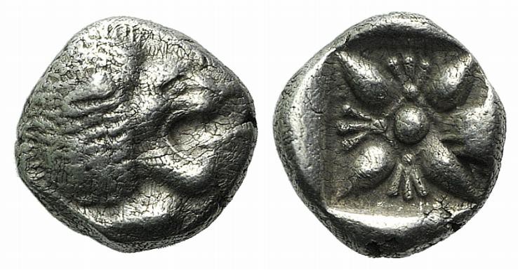 Ionia, Miletos, late 6th-early 5th century BC. AR Diobol (8mm, 1.12g). Forepart ...