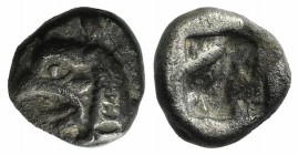 Ionia, Phokaia, c. 521-478 BC. AR Obol (6mm, 0.72g). Head of griffin l. R/ Incuse punch. SNG von Aulock 2118. Dark patina, VF