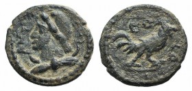 Pisidia, Antioch. Pseudo-autonomous, time of Antoninus Pius (138-161). Æ (12mm, 1.22g, 6h). Draped bust of Mên l., wearing Phrygian cap and with cresc...