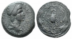 Kings of Commagene, Iotape (AD 38-72). Æ (27mm, 13.44g, 12h). Diademed and draped bust of Iotape r. R/ Scorpion within wreath. RPC I 3865; SNG Levante...