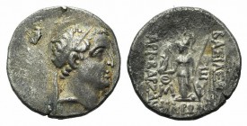 Kings of Cappadocia, Ariobarzanes I Philoromaios (96-63 BC). AR Drachm (18mm, 3.98g, 2h). Diademed head r. R/ Athena Nikephoros standing l.; Θ/M monog...