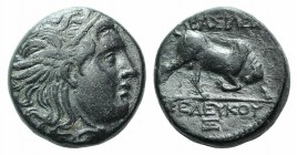 Seleukid Kings, Seleukos I (312-281 BC). Æ (16mm, 6.18g, 12h). Antioch ad Orontes, c. 285-280 BC. Head of Medusa r. R/ Bull butting r. SC 21.2; HGC 9,...