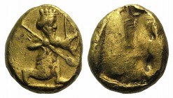 Achaemenid Kings of Persia, c. 485-470 BC. AV Daric (15mm, 8.32g). Persian king r., in kneeling-running stance, holding spear and bow. R/ Incuse punch...
