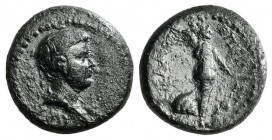 Britannicus? (41-55). Ionia, Smyrna. Æ (15mm, 4.01g, 12h). Philistos and Eikadios, magistrates, 50-54. Bareheaded and draped bust r. R/ Nike advancing...