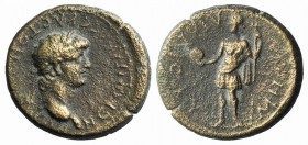 Nero (54-68). Aeolis, Cyme. Æ (19.5mm, 5.55g, 12h). Laureate head r. R/ The Amazon Kyme standing l., holding trident and patera. RPC I 2433; SNG Copen...