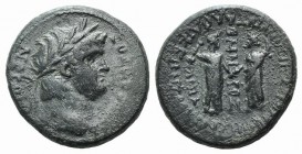 Nero (54-68). Phrygia, Laodicea ad Lycum. Æ (25mm, 10.15g, 12h). Homonoia with Smyrna. Anto- Zenon, son of Zenon, magistrate. Laureate head r. R/ Demo...