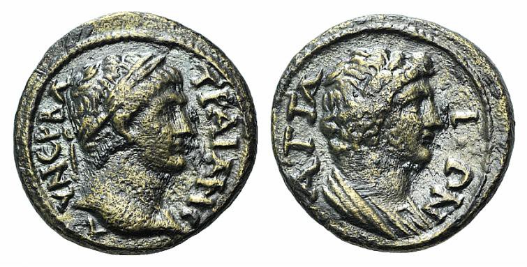 Trajan (98-117). Mysia, Attaos. Æ (17mm, 3.19g, 6). Laureate head r. R/ Draped b...