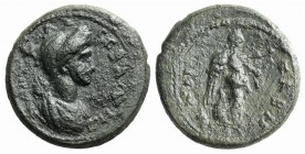 Plotina (Augusta, 105-117). Caria, Tabae. Æ (20mm, 4.98g, 12h). Draped bust r., wearing stephane. R/ Nike advancing r., holding wreath and palm. RPC I...