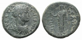 Hadrian (117-138). Lydia, Sala. Æ (26mm, 10.86g, 6h). Laureate, draped and cuirassed bust r. R/ Zeus standing l., holding eagle and sceptre. RPC III 2...