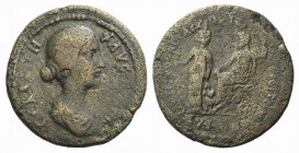 Faustina Junior (147-175). Phrygia, Cibyra. Æ (32mm, 16.33g, 6h). Draped bust r. R/ Female figure standing r. before Zeus, enthroned l., holding scept...
