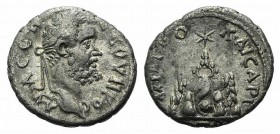 Septimius Severus (193-211). Cappadocia, Caesarea-Eusebia. AR Drachm (17mm, 2.98g, 12h), uncertain year. Laureate head r. R/ Mt. Argaeus surmounted by...