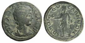 Julia Domna (Augusta, 193-217). Lydia, Sala. Æ (26mm, 9.18g, 6h). Molochos, magistrate. Draped bust r. R/ Zeus Lydios standing l., holding eagle and s...