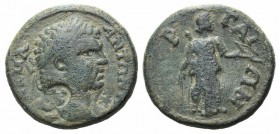 Caracalla (198-217). Pamphylia, Perge. Æ (26mm, 10.24g, 12h). Laureate head r.; two c/ms: eagle with head r. and eagle with head l. R/ Artemis standin...