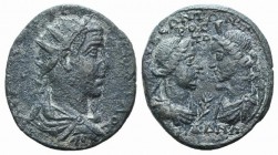 Trebonianus Gallus (251-253). Cilicia, Seleucia ad Calycadnum. Æ (33mm, 14.45g, 6h). Radiate, draped and cuirassed bust r. R/ Draped busts of Apollo a...