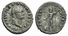 Titus (Caesar, 75-79). AR Denarius (19mm, 2.25g, 6h). Laureate head r. R/ Jupiter standing l., holding patera and sceptre; altar to l. RIC II 176 (Ves...
