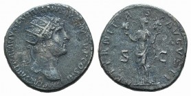 Hadrian (117-138). Æ Dupondius (26mm, 12.38g, 6h). Rome, 119-121. Radiate head r. R/ Aeternitas standing facing, head l., holding heads of the Sun and...