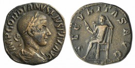 Gordian III (238-244). Æ Sestertius (30mm, 19.13g, 12h). Rome, AD 240. Laureate, draped and cuirassed bust r. R/ Securitas seated l., holding sceptre ...