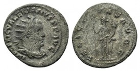 Valerian I (253-260). AR Antoninianus (21mm, 3.40g, 6h). Antioch, 253-5. Radiate, draped and cuirassed bust r. R/ Felicitas standing l., holding caduc...