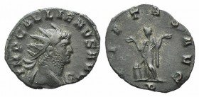 Gallienus (253-268). Antoninianus (20mm, 2.43g, 6h). Mediolanum, AD 264. Radiate head r. R/ Pietas standing facing, both hands raised; altar to l.; P....
