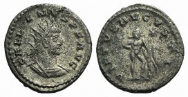 Gallienus (253-268). Antoninianus (21mm, 3.97g, 6h). Antioch, AD 263. Radiate and cuirassed bust r. R/ Hercules standing r., resting hand on hip, lean...