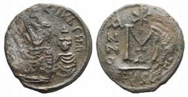 Heraclius with Heraclius Constantine (610-641). Æ 40 Nummi (29mm, 10.78g, 12h). Seleucia Isauriae, uncertain year. Crowned busts of Heraclius and Hera...