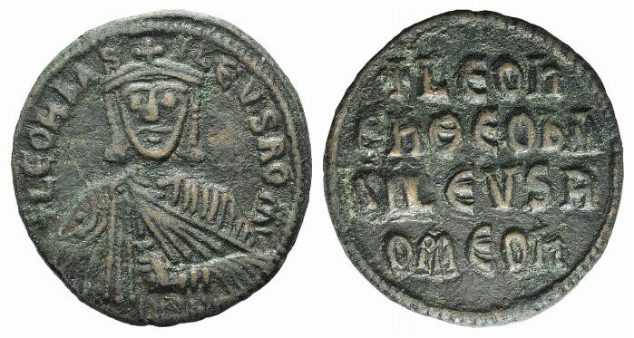 Leo VI (886-912). Æ 40 Nummi (27mm, 5.90g, 6h). Constantinople. Facing bust, wea...