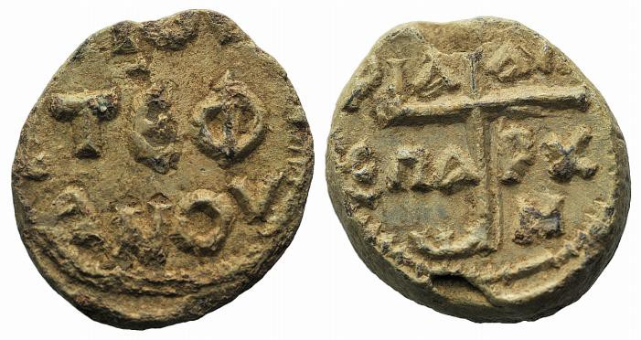 Theophanes, Eparch. PB Seal, 7th-12th century (21mm, 10.32g, 12h). Legend in thr...